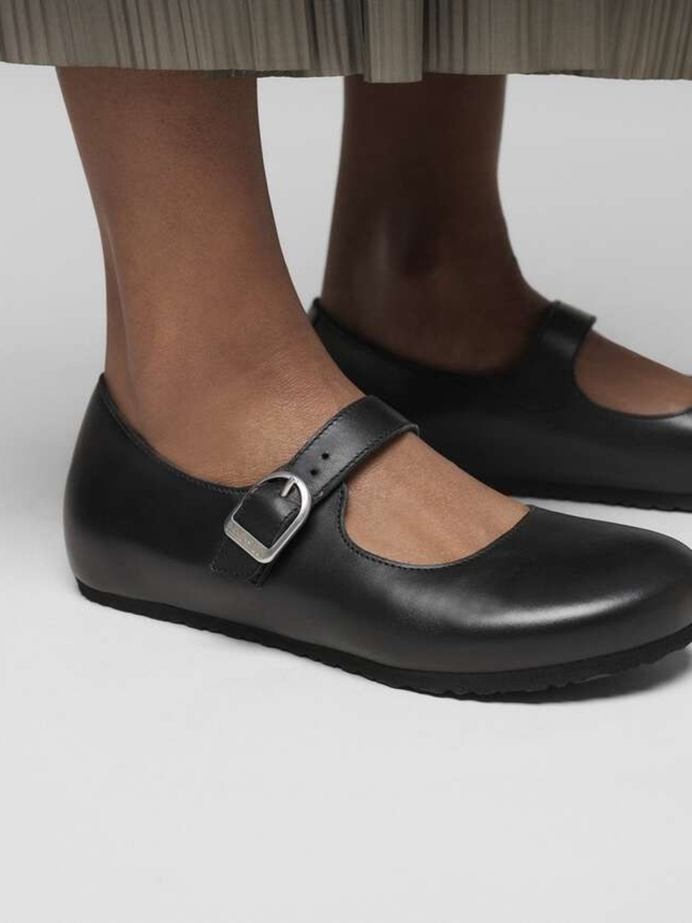 Birkenstock Black Mary Jane Flats with Buckle Strap
